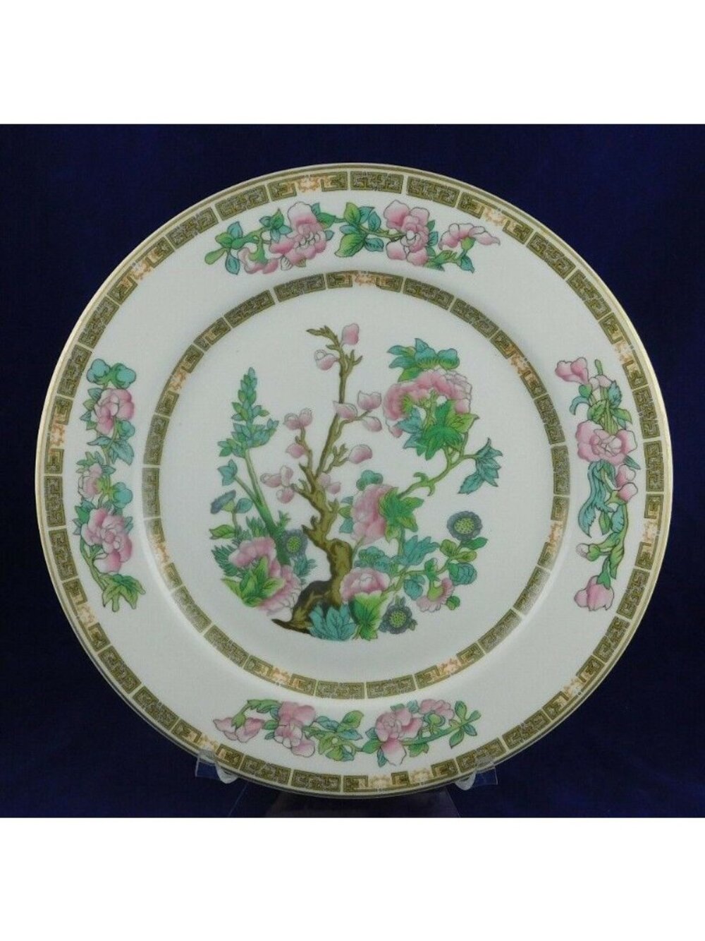 O.P. CO. Indian Tree Pink Syracuse China Dinner Plate 9 3/4" wide Vintage